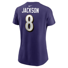 Lamar Jackson Baltimore Ravens Women's Player Name & Number T-Shirt - Purple - Nike