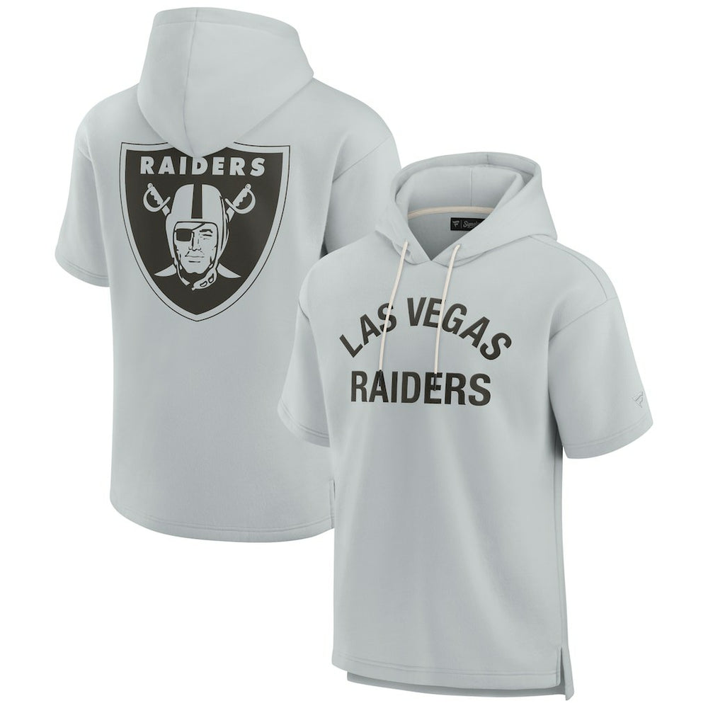 Las Vegas Raiders Unisex Elements Super Soft Fleece Short Sleeve Pullover Hoodie - Gray - Fanatics
