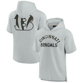 Cincinnati Bengals Unisex Elements Super Soft Fleece Short Sleeve Pullover Hoodie - Gray - Fanatics