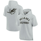 Miami Dolphins Unisex Elements Super Soft Fleece Short Sleeve Pullover Hoodie - Gray - Fanatics
