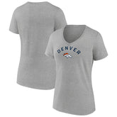 Denver Broncos Women's Team Arc V-Neck T-Shirt - Heather Gray - NFL