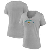 Jacksonville Jaguars Women's Team Arc V-Neck T-Shirt - Heather Gray - NFL