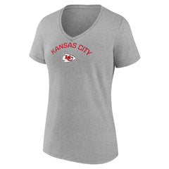 Kansas City Chiefs Women's Team Arc V-Neck T-Shirt - Heather Gray - NFL