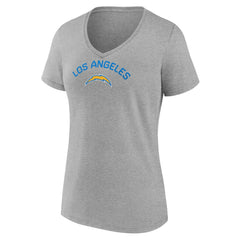 Los Angeles Chargers Women's Team Arc V-Neck T-Shirt - Heather Gray - NFL