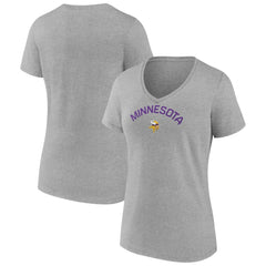 Minnesota Vikings Women's Team Arc V-Neck T-Shirt - Heather Gray - NFL