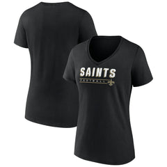 New Orleans Saints Women's Primary Play V-Neck T-Shirt - Black - NFL