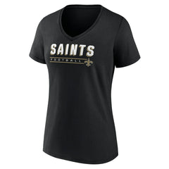 New Orleans Saints Women's Primary Play V-Neck T-Shirt - Black - NFL
