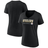 Pittsburgh Steelers Women's Primary Play V-Neck T-Shirt - Black - NFL