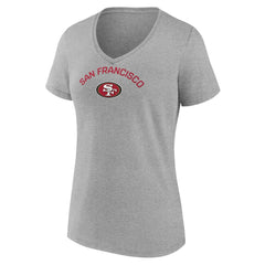 San Francisco 49ers Women's Team Arc V-Neck T-Shirt - Heather Gray - NFL