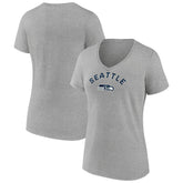 Seattle Seahawks Women's Team Arc V-Neck T-Shirt - Heather Gray - NFL