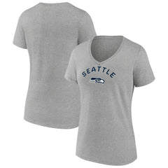Seattle Seahawks Women's Team Arc V-Neck T-Shirt - Heather Gray - NFL