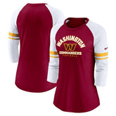 Washington Commanders Women's Fashion 3/4-Sleeve Lightweight Raglan Fashion T-Shirt - Burgundy - Nike
