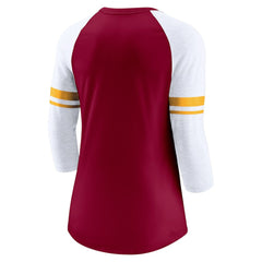 Washington Commanders Women's Fashion 3/4-Sleeve Lightweight Raglan Fashion T-Shirt - Burgundy - Nike