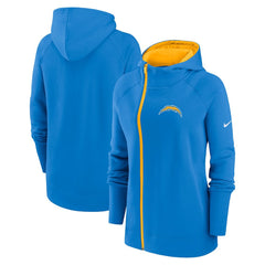 Los Angeles Chargers Women's Asymmetrical Raglan Full-Zip Hoodie - Powder Blue - Nike