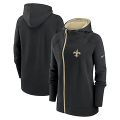 New Orleans Saints Women's Asymmetrical Raglan Full-Zip Hoodie - Black - Nike