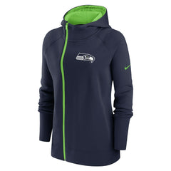 Seattle Seahawks Women's Asymmetrical Raglan Full-Zip Hoodie - College Navy - Nike