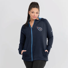 Tennessee Titans Women's Asymmetrical Raglan Full-Zip Hoodie - Navy - Nike