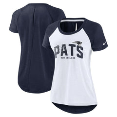 New England Patriots Women's Back Slit Lightweight Fashion T-Shirt - White/Heather Scarlet - Nike