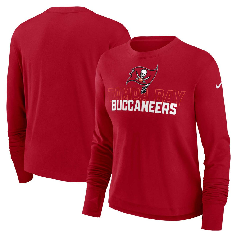 Tampa Bay Buccaneers Women's Modest Crop Performance Long Sleeve T-Shirt - Red - Nike