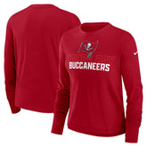 Tampa Bay Buccaneers Women's Modest Crop Performance Long Sleeve T-Shirt - Red - Nike