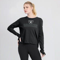 Las Vegas Raiders Women's Modest Crop Performance Long Sleeve T-Shirt - Black - Nike