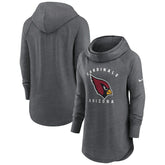 Arizona Cardinals Women's Raglan Funnel Neck Pullover Hoodie - Heather Charcoal - Nike