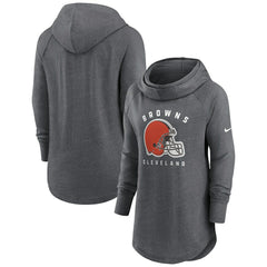 Cleveland Browns Women's Raglan Funnel Neck Pullover Hoodie - Heather Charcoal - Nike