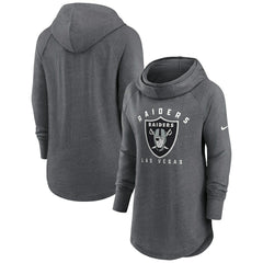 Las Vegas Raiders Women's Raglan Funnel Neck Pullover Hoodie - Heather Charcoal - Nike