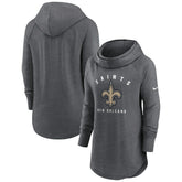 New Orleans Saints Women's Raglan Funnel Neck Pullover Hoodie - Heather Charcoal - Nike