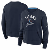 Tennessee Titans Women's High Hip Fleece Pullover Sweatshirt - Navy - Nike