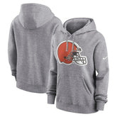 Cleveland Browns Women's Team Logo Club Fleece Pullover Hoodie - Heather Gray - Nike
