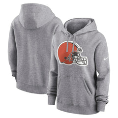 Cleveland Browns Women's Team Logo Club Fleece Pullover Hoodie - Heather Gray - Nike