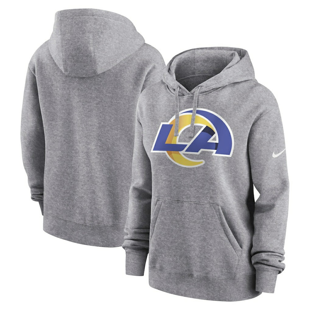 Los Angeles Rams Women's Team Logo Club Fleece Pullover Hoodie - Heather Gray - Nike