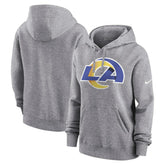 Los Angeles Rams Women's Team Logo Club Fleece Pullover Hoodie - Heather Gray - Nike