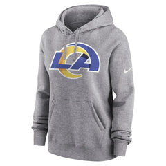 Los Angeles Rams Women's Team Logo Club Fleece Pullover Hoodie - Heather Gray - Nike