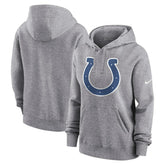 Indianapolis Colts Women's Team Logo Club Fleece Pullover Hoodie - Heather Gray - Nike