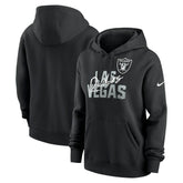 Las Vegas Raiders Women's Wordmark Club Fleece Pullover Hoodie - Black - Nike
