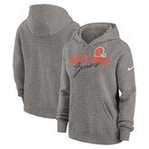 Cleveland Browns Women's Wordmark Club Fleece Pullover Hoodie - Heather Gray - Nike