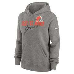 Cleveland Browns Women's Wordmark Club Fleece Pullover Hoodie - Heather Gray - Nike