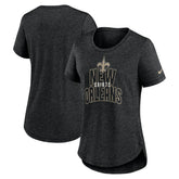 New Orleans Saints Women's Fashion Tri-Blend T-Shirt - Heather Black - Nike