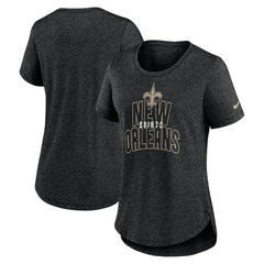 New Orleans Saints Women's Fashion Tri-Blend T-Shirt - Heather Black - Nike