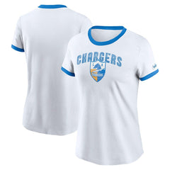 Los Angeles Chargers Women's Rewind Ringer Tri-Blend T-Shirt - White - Nike
