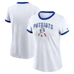 New England Patriots Women's Rewind Ringer T-Shirt - White - Nike