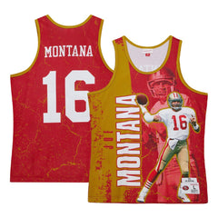 Joe Montana San Francisco 49ers 1989 Player Burst Tank Top - Scarlet - Mitchell & Ness