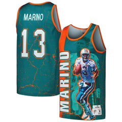 Dan Marino Miami Dolphins 1990 Player Burst Tank Top - Aqua - Mitchell & Ness
