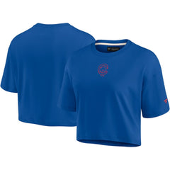 Chicago Cubs Fanatics Women's Elements Super Soft Boxy Cropped T-Shirt Near Me