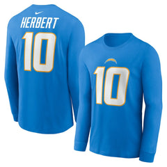 Justin Herbert Los Angeles Chargers Player Name & Number Long Sleeve T-Shirt - Powder Blue - Nike