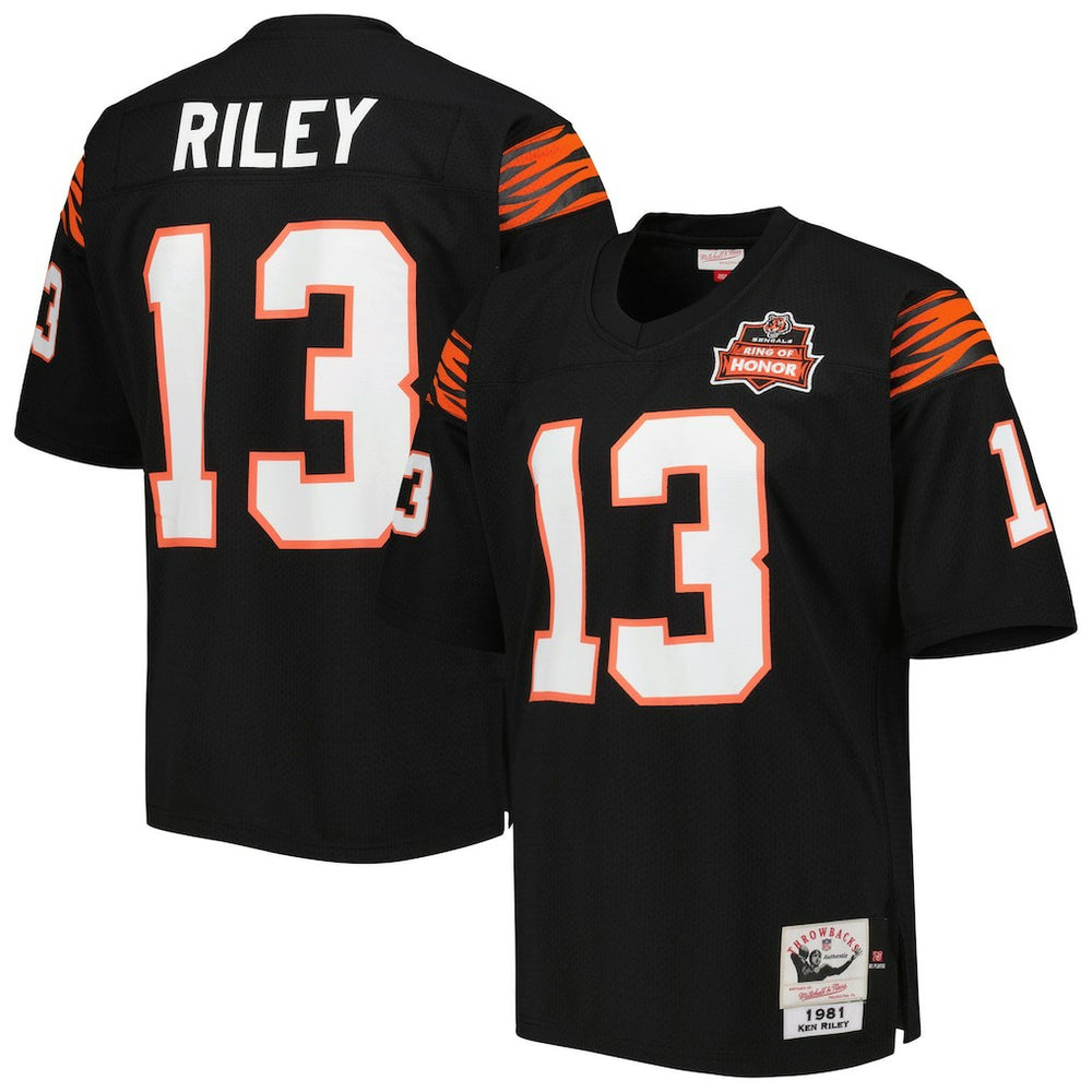 Ken Riley Cincinnati Bengals 1981 Authentic Throwback Retired Player Jersey - Black - Mitchell & Ness
