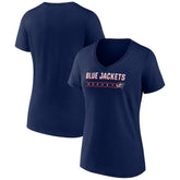 Columbus Blue Jackets Women's Primary Play V-Neck T-Shirt - Navy | NHL Lifestyle