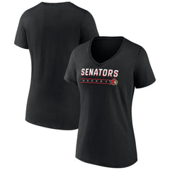 Ottawa Senators Women's Primary Play V-Neck T-Shirt - Black | NHL Lifestyle